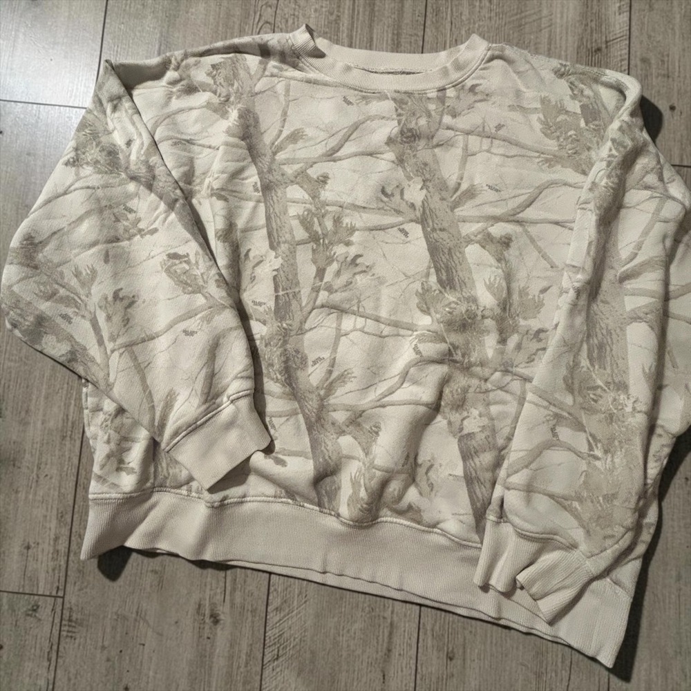 Dairy Boy White Tree Camo Crewneck Sweatshirt Cotton Pullover Size L Streetwear